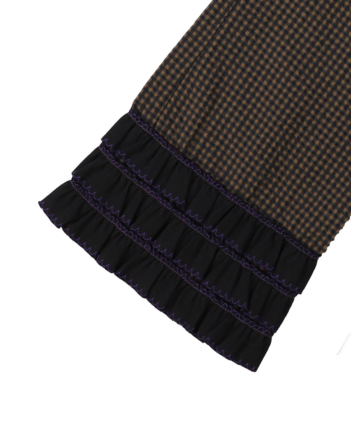 Waffle Gingham Plaid Ruffled Pants