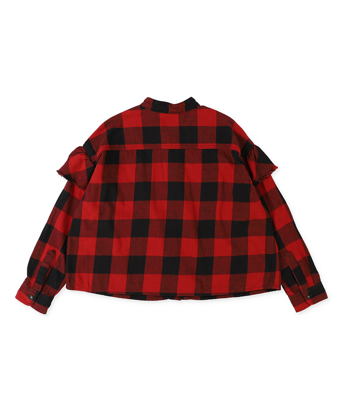 Twill Block Checkered Ruffled Shirt(LADIES)