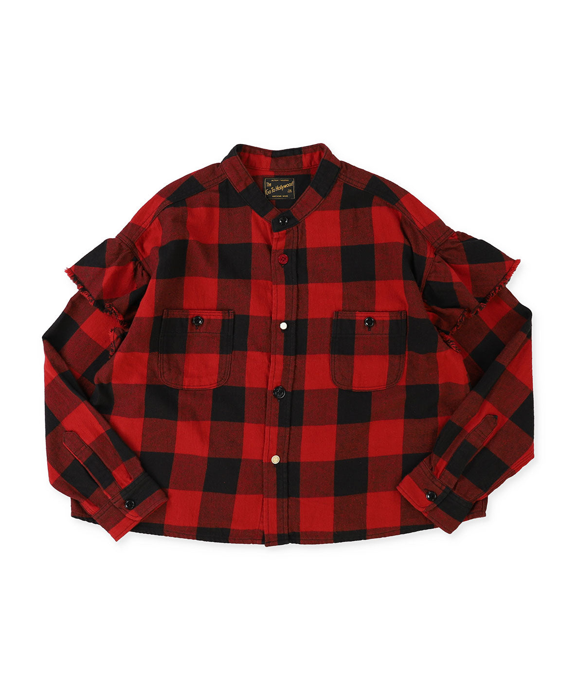 Twill Block Checkered Ruffled Shirt(LADIES)