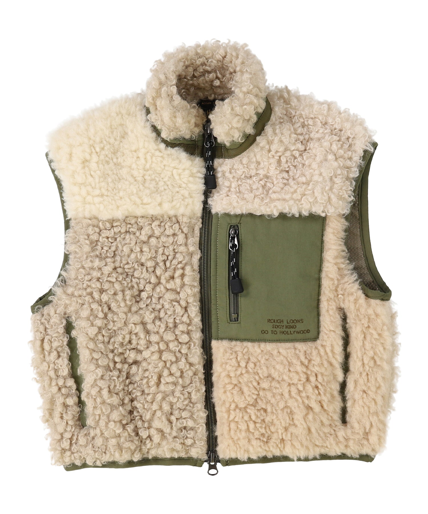 hwyl Eco Fur Vest エコ ファー ベスト 試着のみ アイボリー リブ イン コンフォート コーデに華やかさをプラスする 大人のエコ