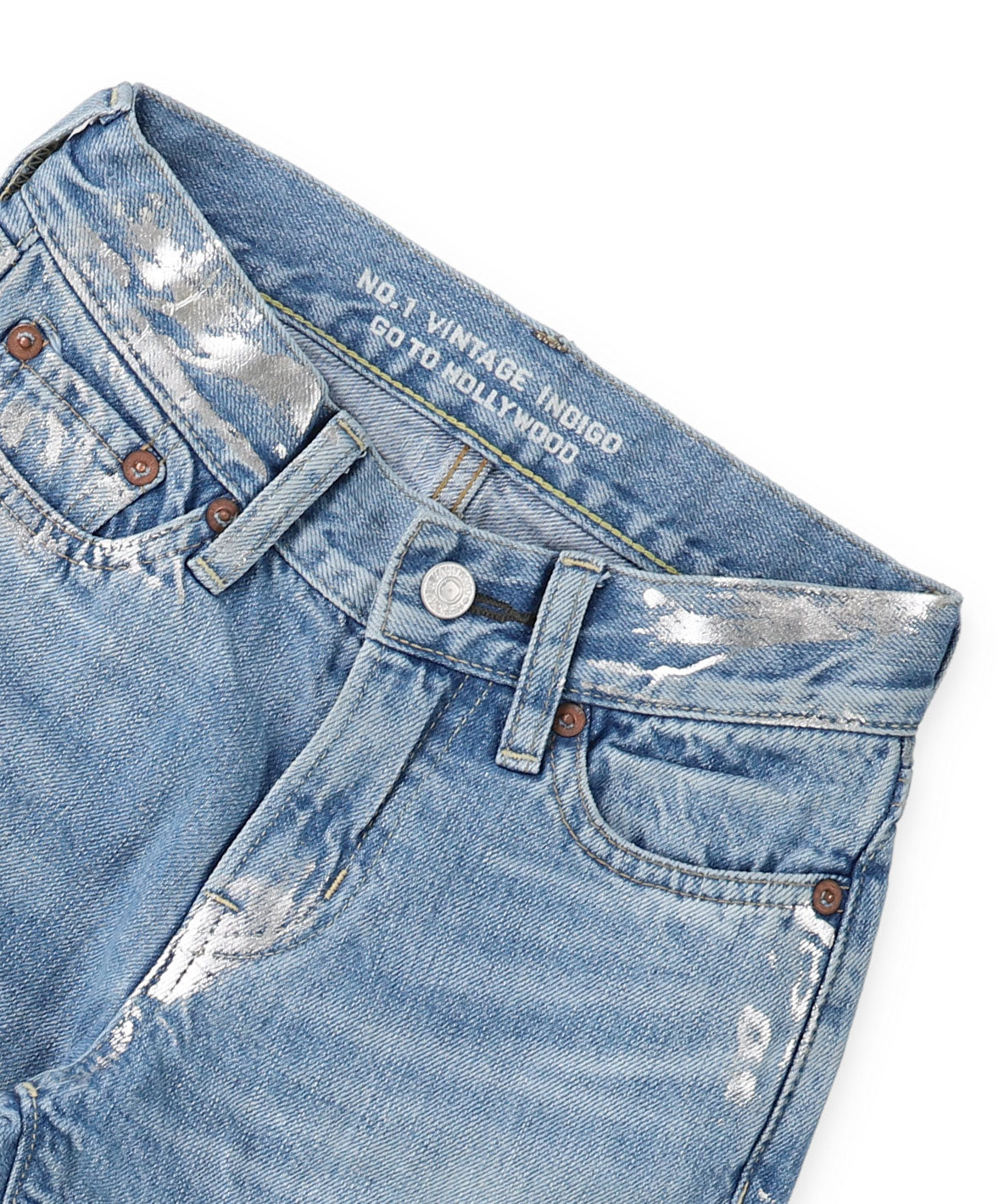 Shiny Denim Loose 5 Pocket Pants