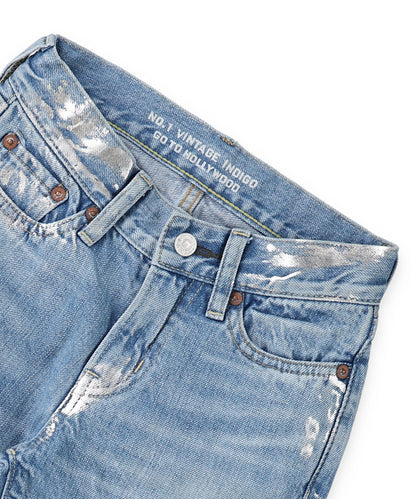 Shiny Denim Loose 5 Pocket Pants