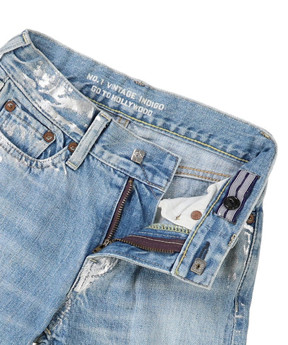 Shiny Denim Loose 5 Pocket Pants