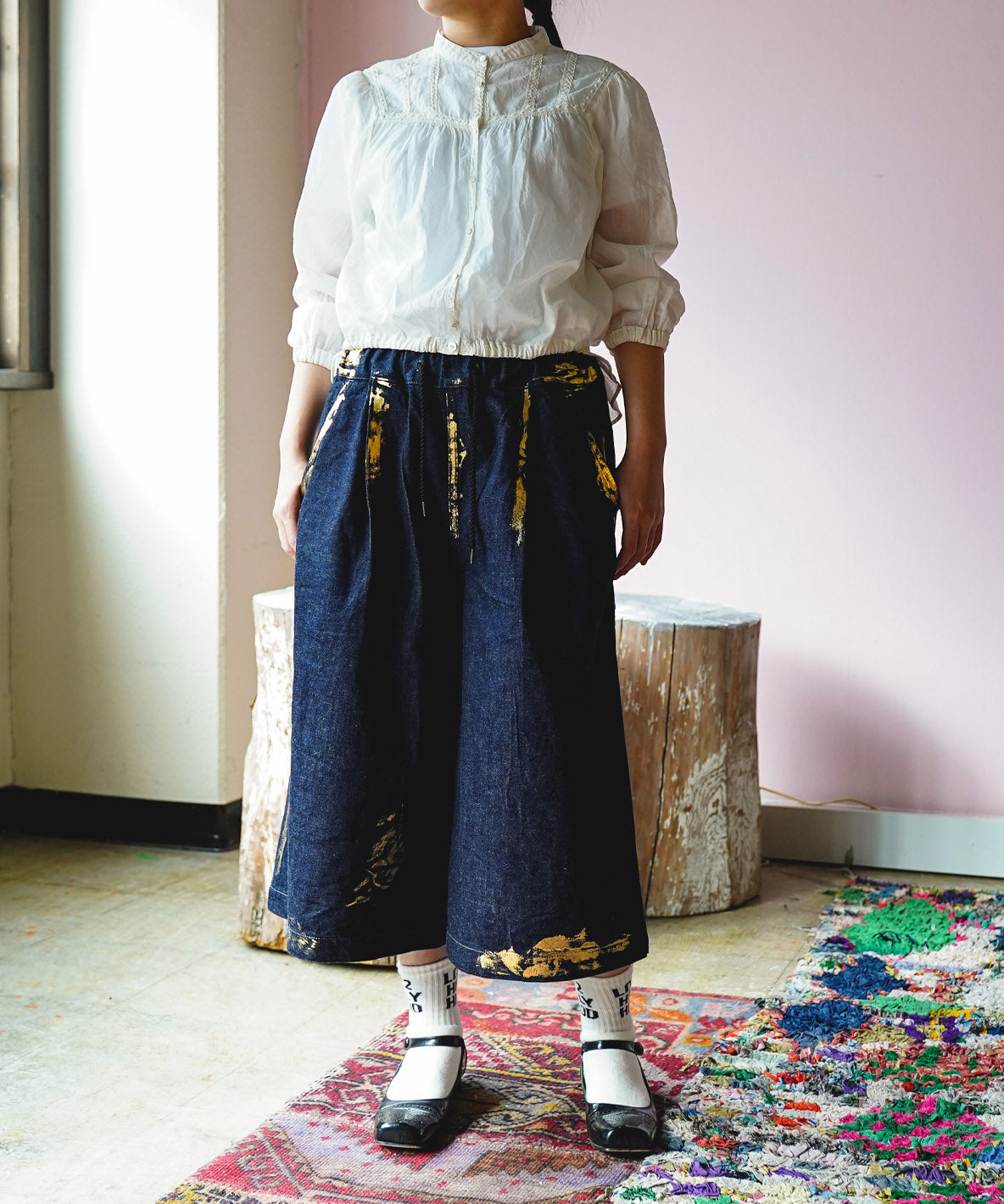 Shiny Denim Jorts(LADIES)