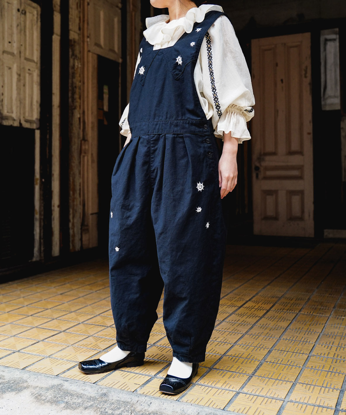 Military Back Satin Apron Pants(LADIES)