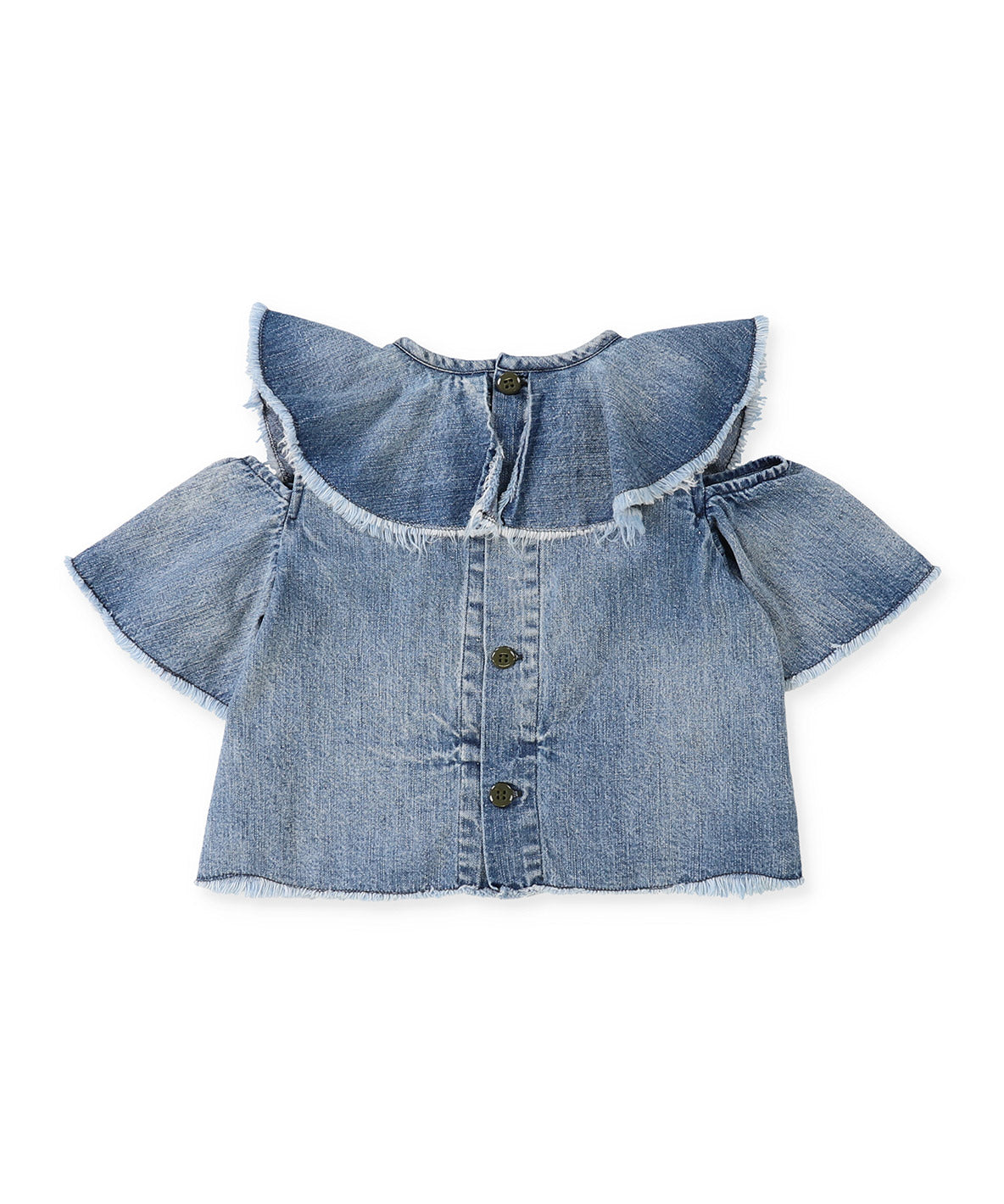 Work Denim Ruffled Blouse