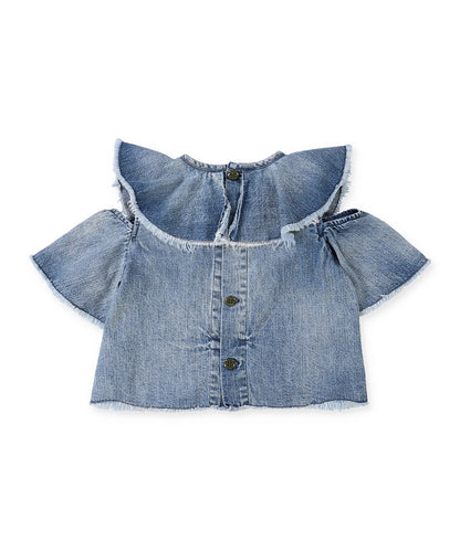 Work Denim Ruffled Blouse