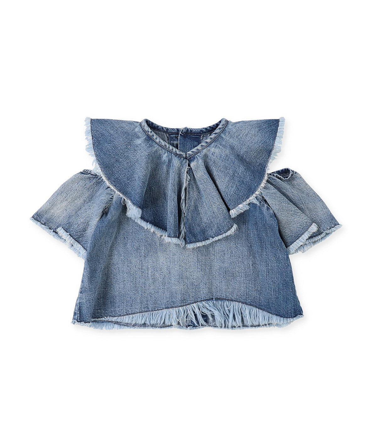 Work Denim Ruffled Blouse