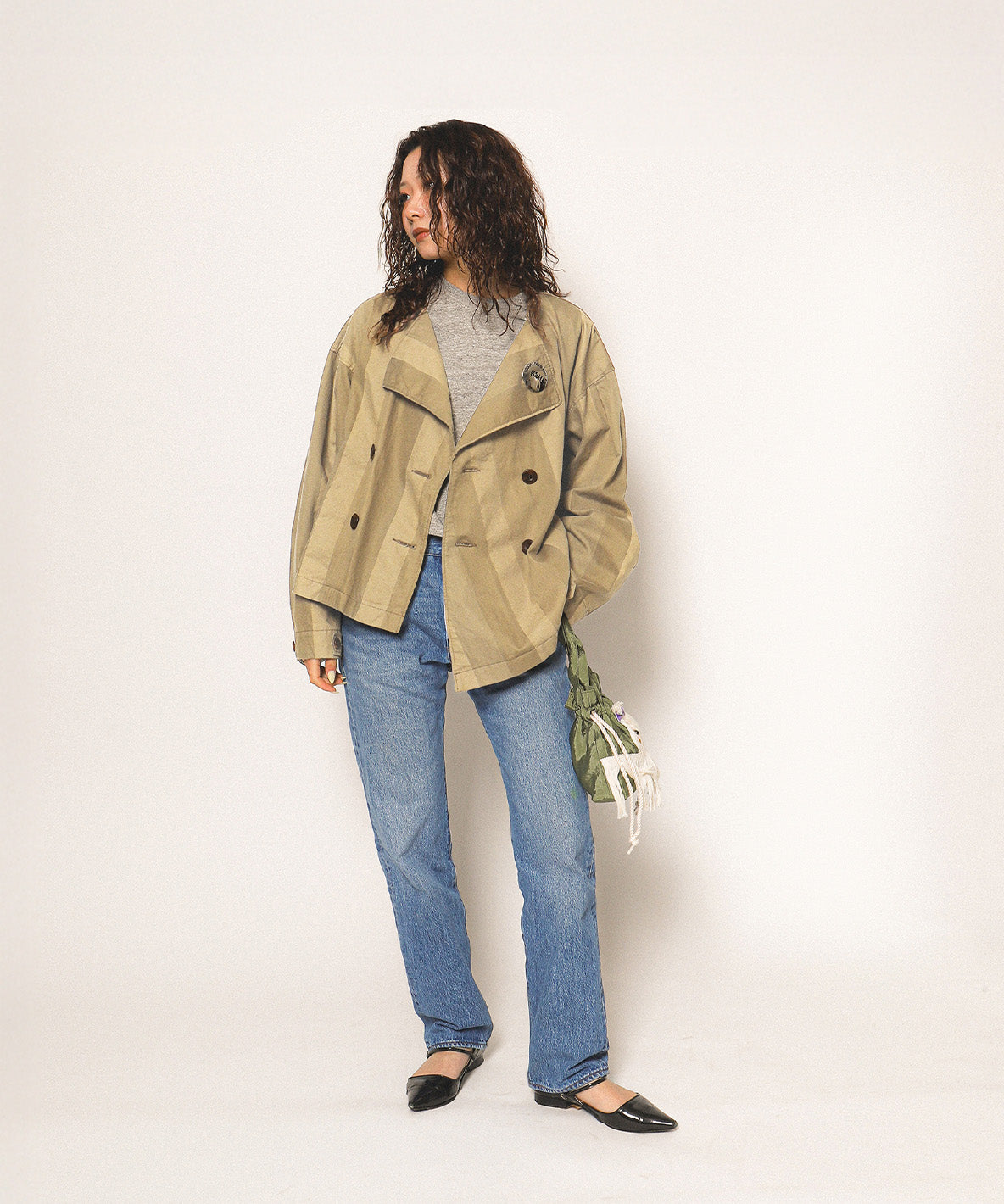Striped Chino Short Trench Coat(LADIES)