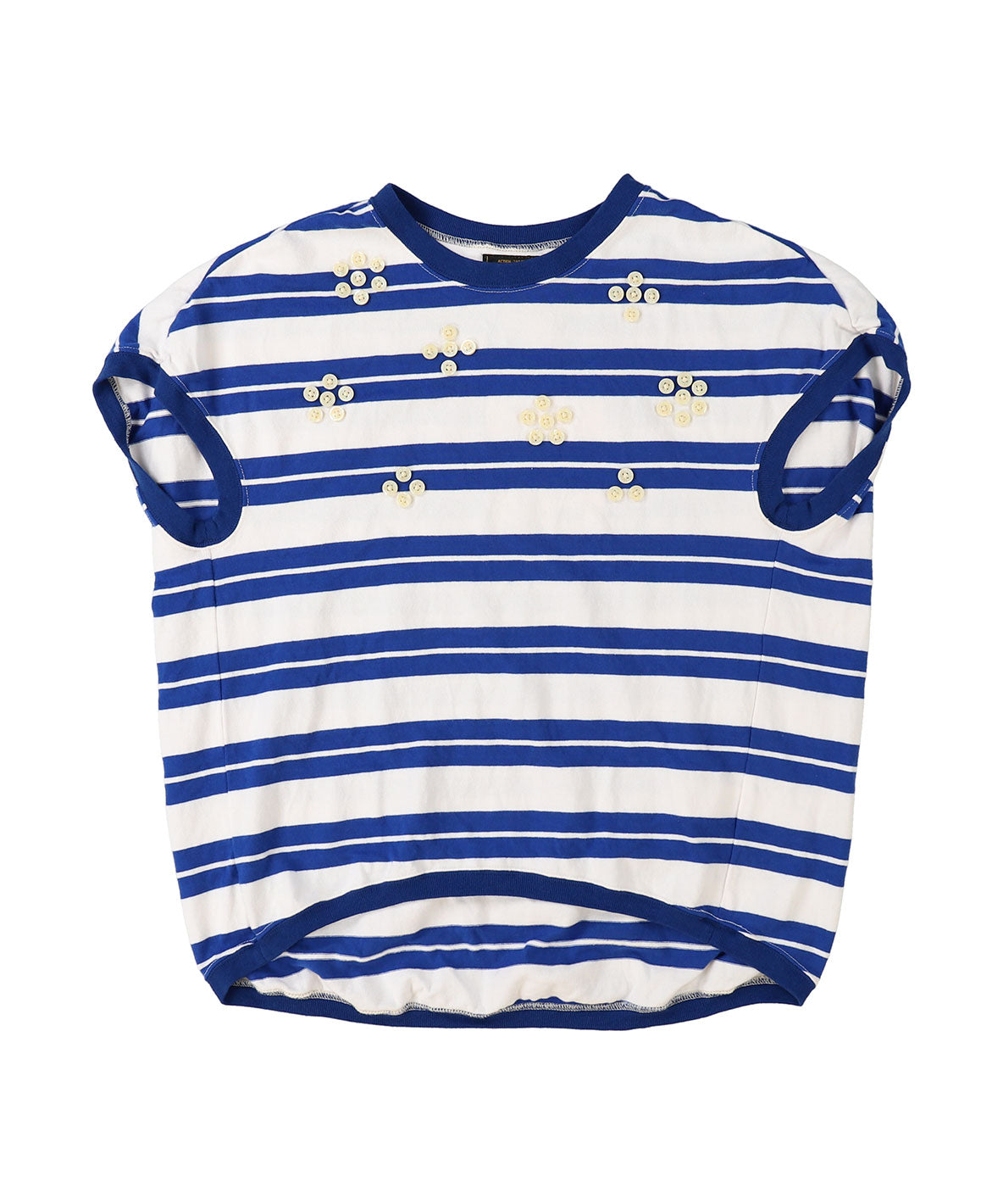 Striped Button Sleeveless Tee(LADIES)