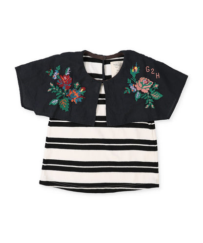 Striped Collar Sleeveless Tee