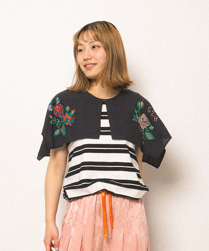 Striped Collar Sleeveless Tee(LADIES)