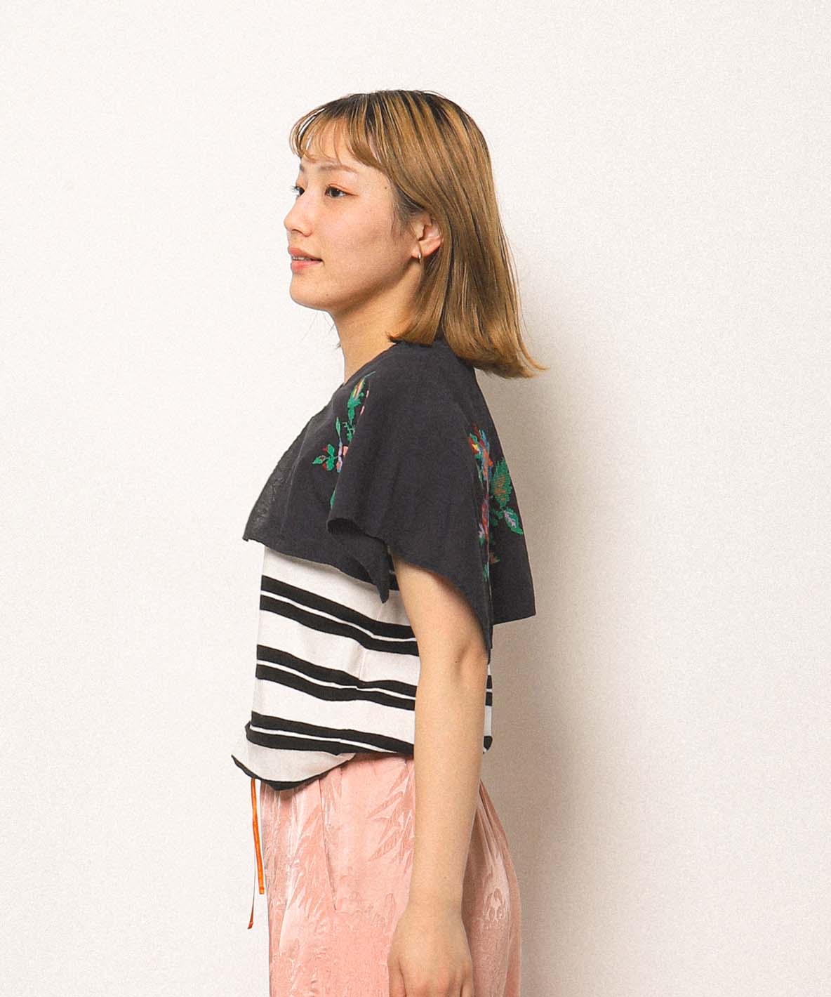 Striped Collar Sleeveless Tee(LADIES)