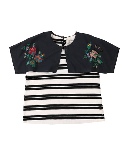 Striped Collar Sleeveless Tee(LADIES)