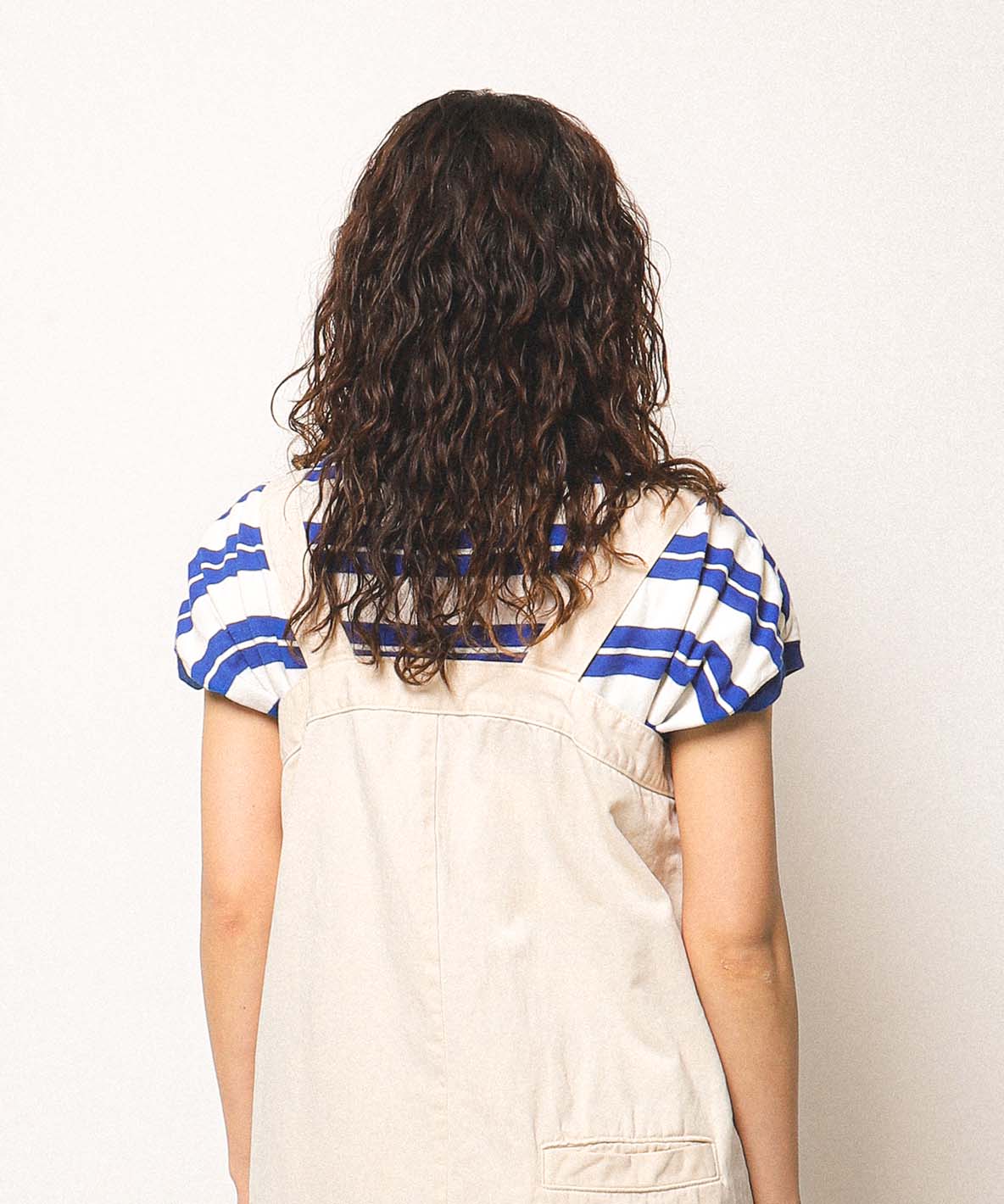 Striped Button Sleeveless Tee(LADIES)