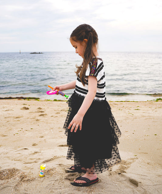 Striped Cotton Jersey Tiered Docking Dress