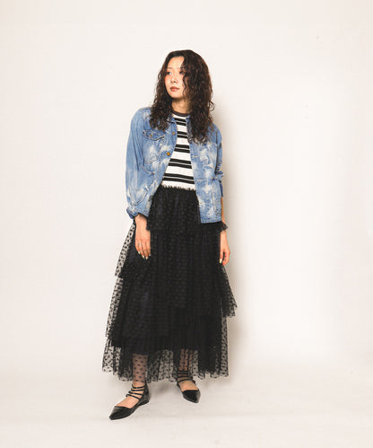Striped Cotton Jersey Tiered Docking Dress(LADIES)
