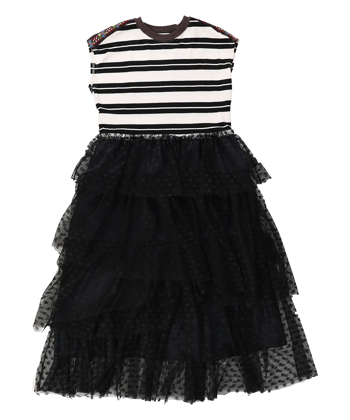 Striped Cotton Jersey Tiered Docking Dress(LADIES)