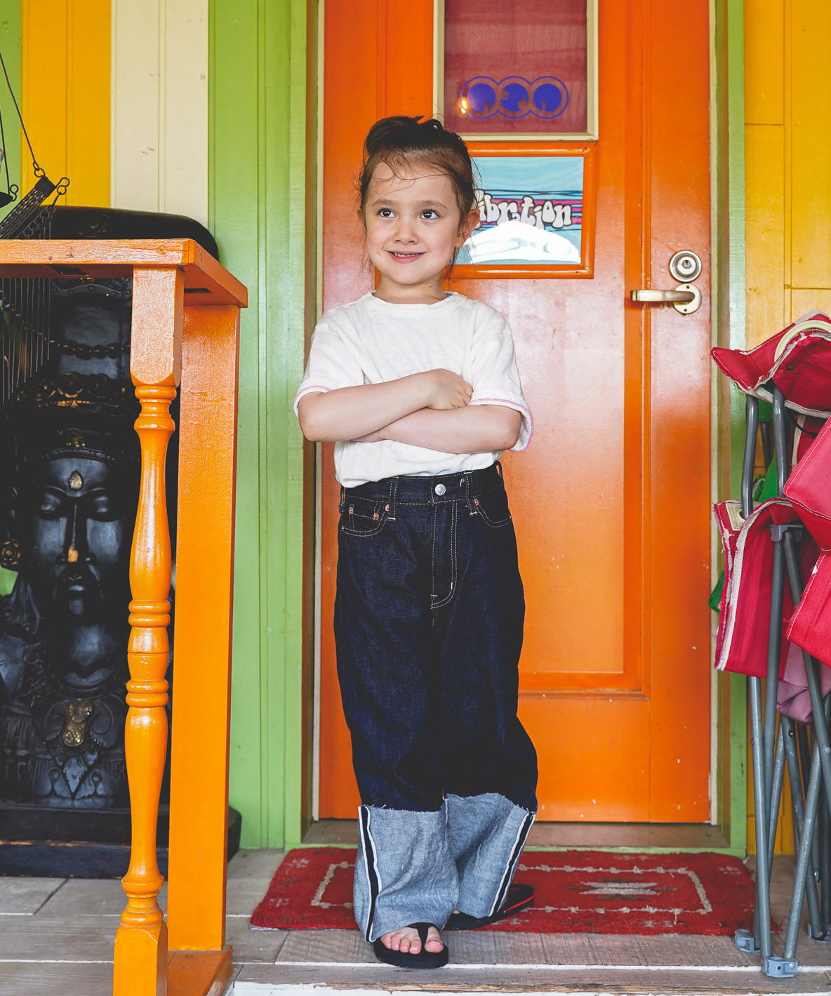 Denim Rolled-up Pants