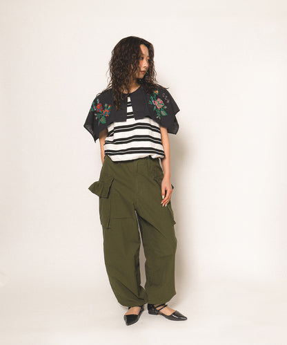 Ruffled Flap Pocket Weather Cloth Pants(LADIES)
