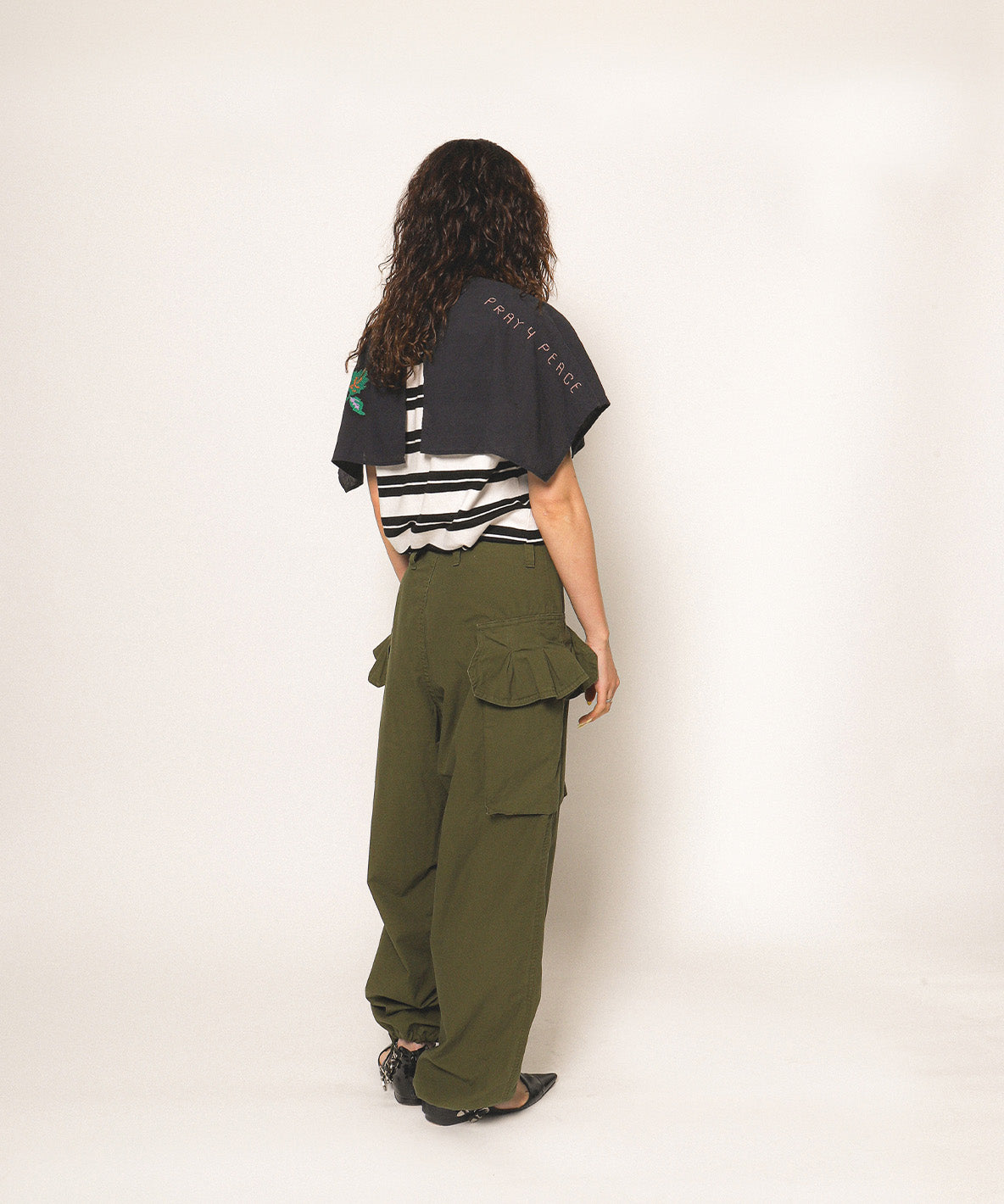 Ruffled Flap Pocket Weather Cloth Pants(LADIES)