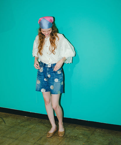 Denim Sparkle Dot Shorts(LADIES)
