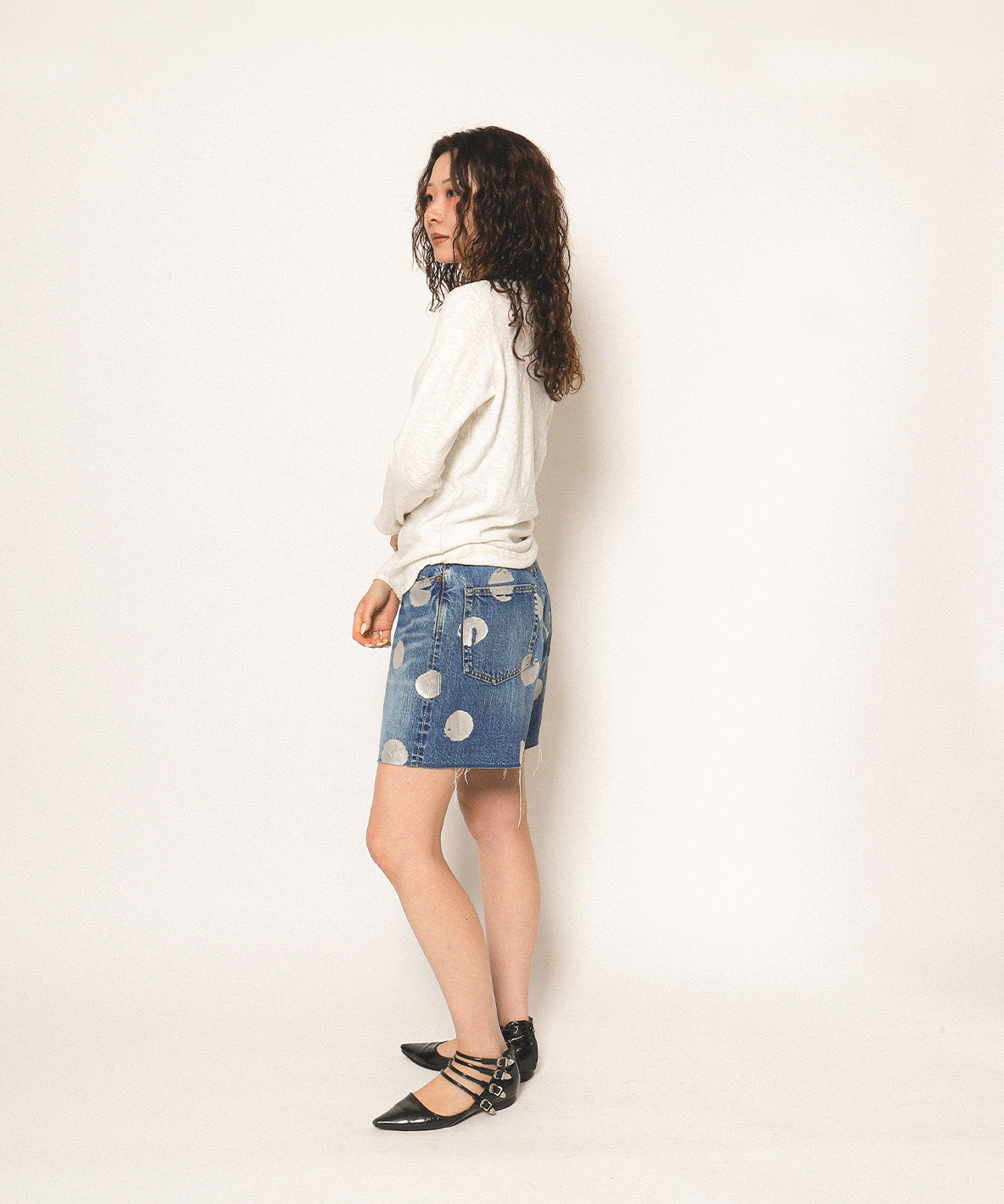 Denim Sparkle Dot Shorts(LADIES)
