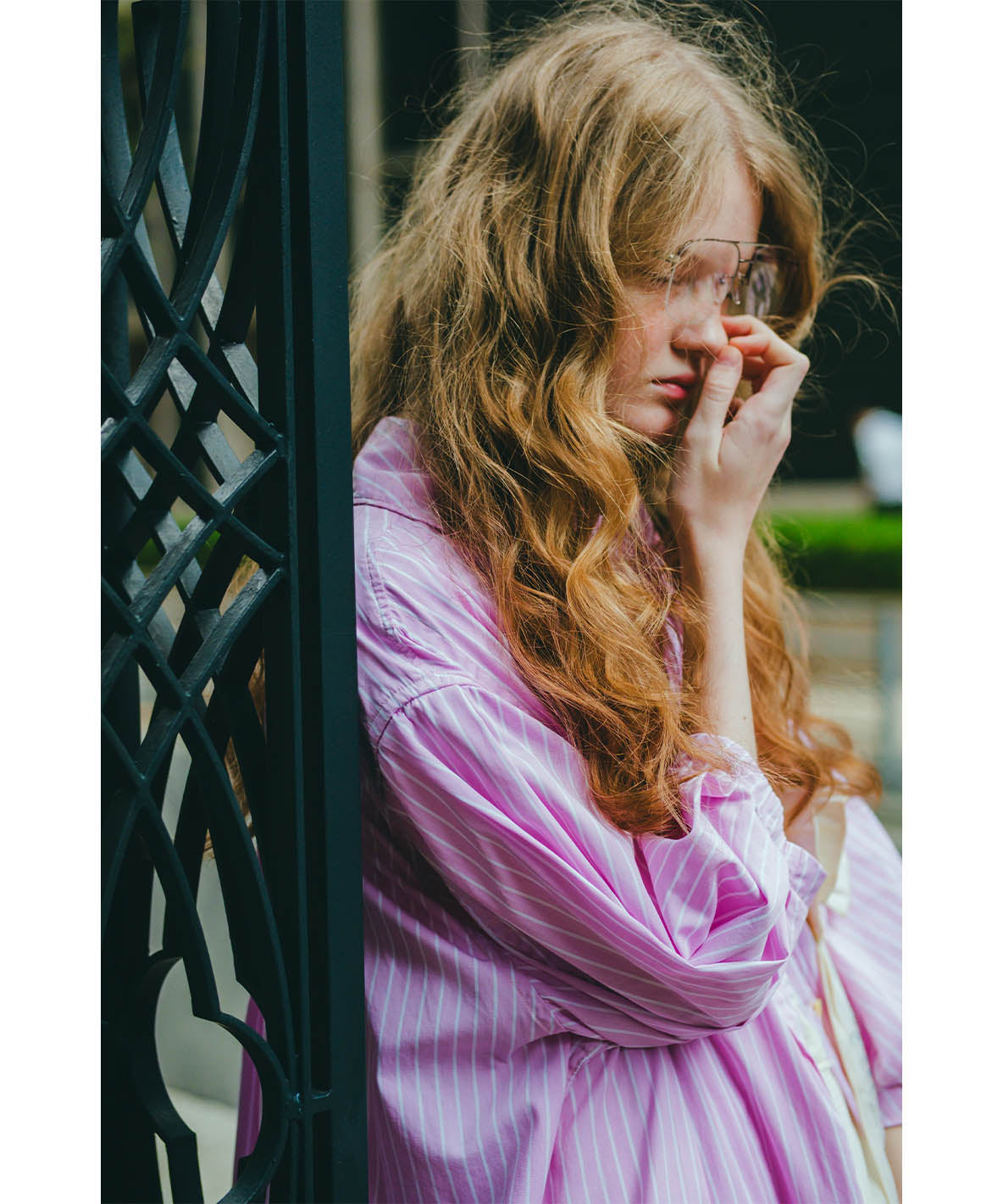 Typewriter Cloth Switched Design Shirt Dress(LADIES)