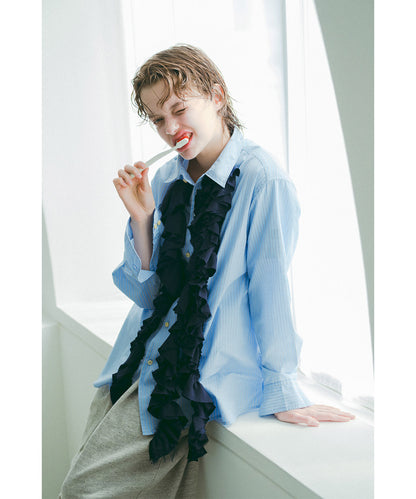 Striped Ruffle Shirt(LADIES)