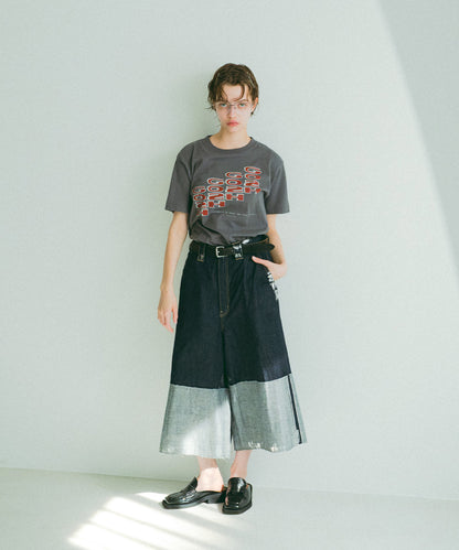 Denim Roll Up Sparkle Jorts(LADIES)