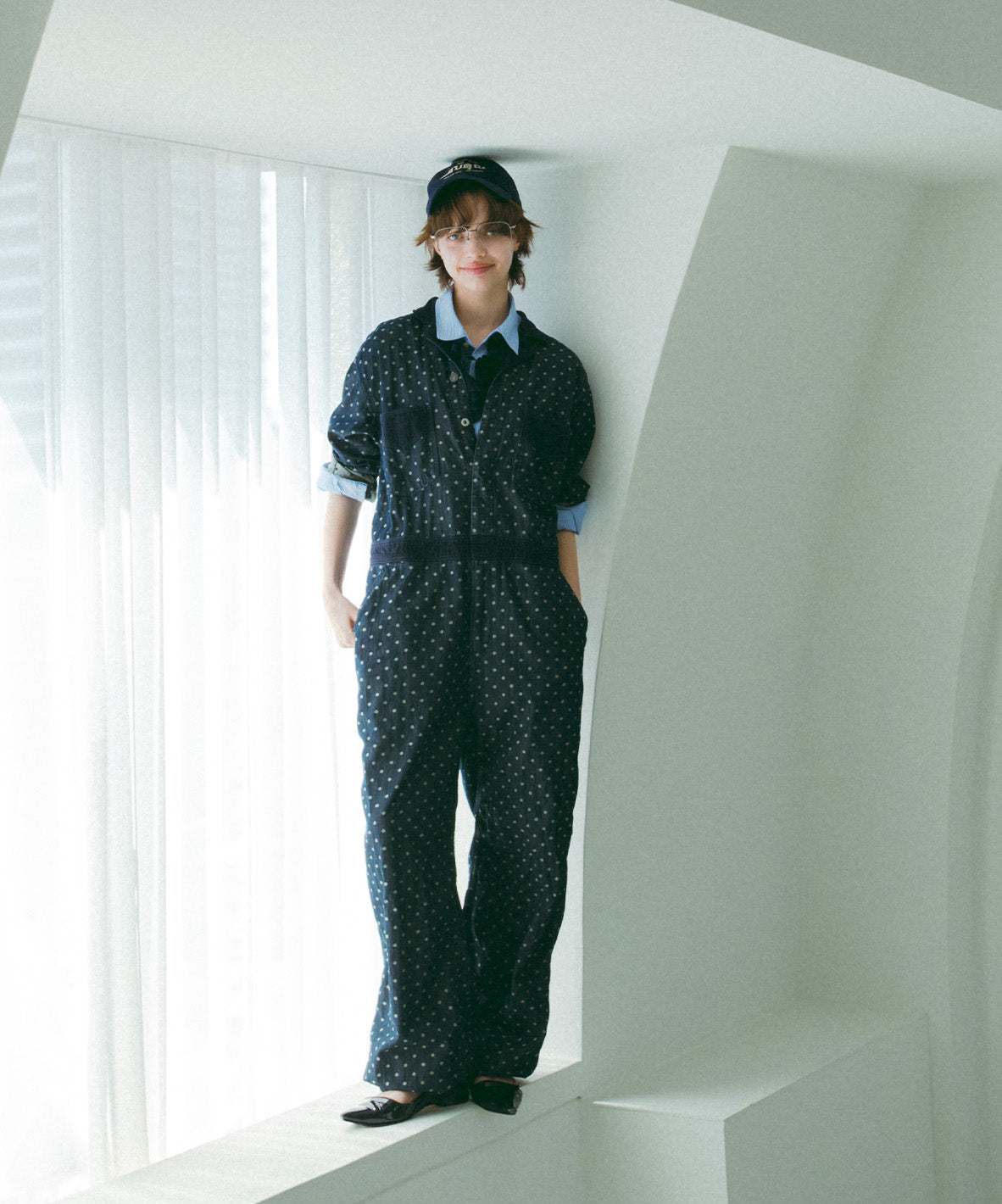 Polca Dot Denim Work Overalls(LADIES)