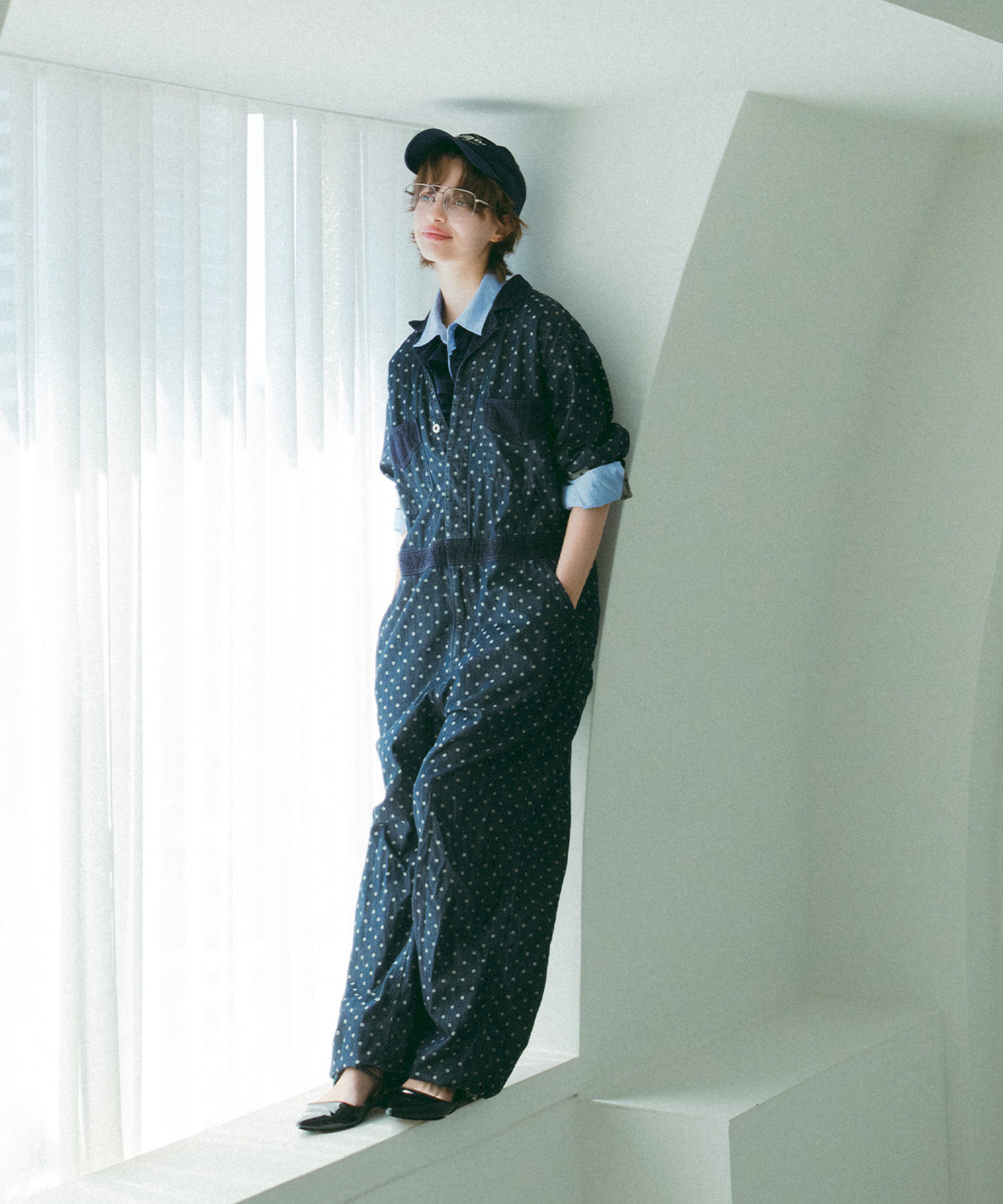 Polca Dot Denim Work Overalls(LADIES)