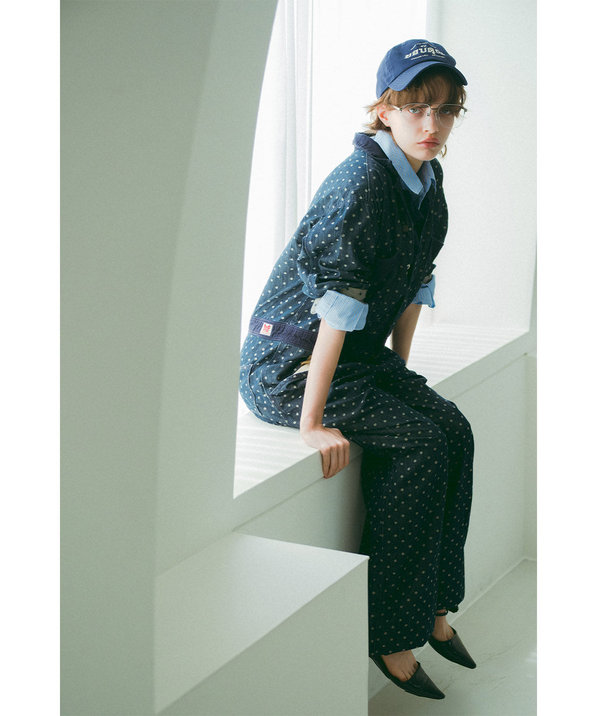 Polca Dot Denim Work Overalls(LADIES)