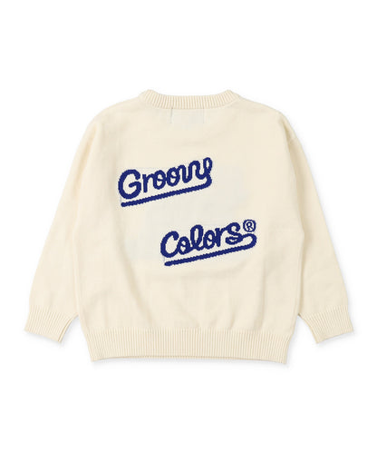 GROOVY SKI DOG Crewneck Knit Pullover