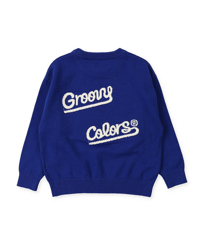 GROOVY SKI DOG Crewneck Knit Pullover