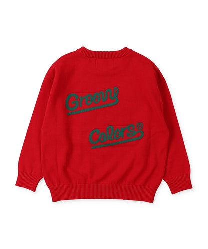 GROOVY SKI DOG Crewneck Knit Pullover