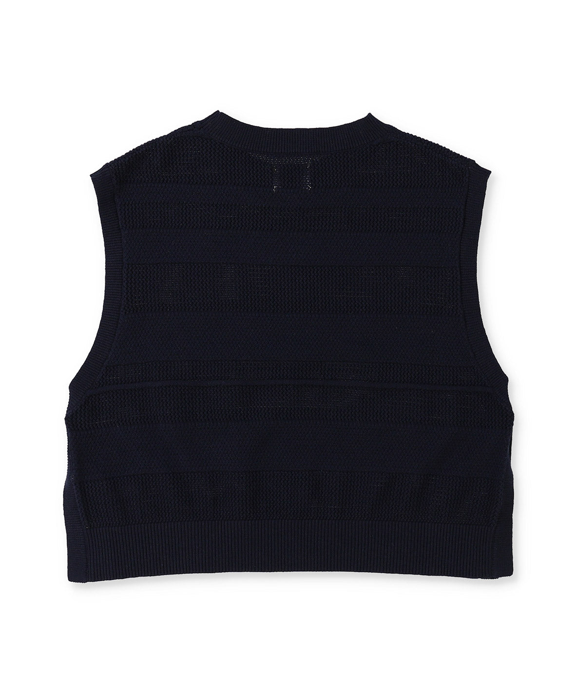 Cotton Striped Side-open Knit Vest