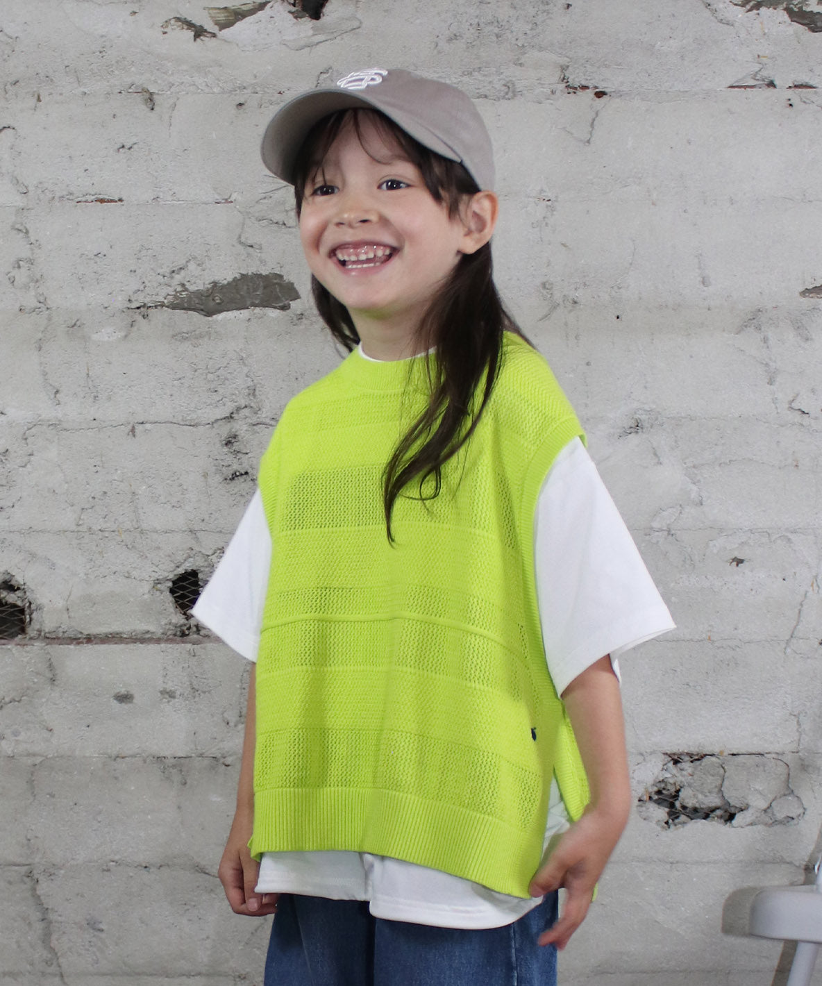 Cotton Striped Side-open Knit Vest