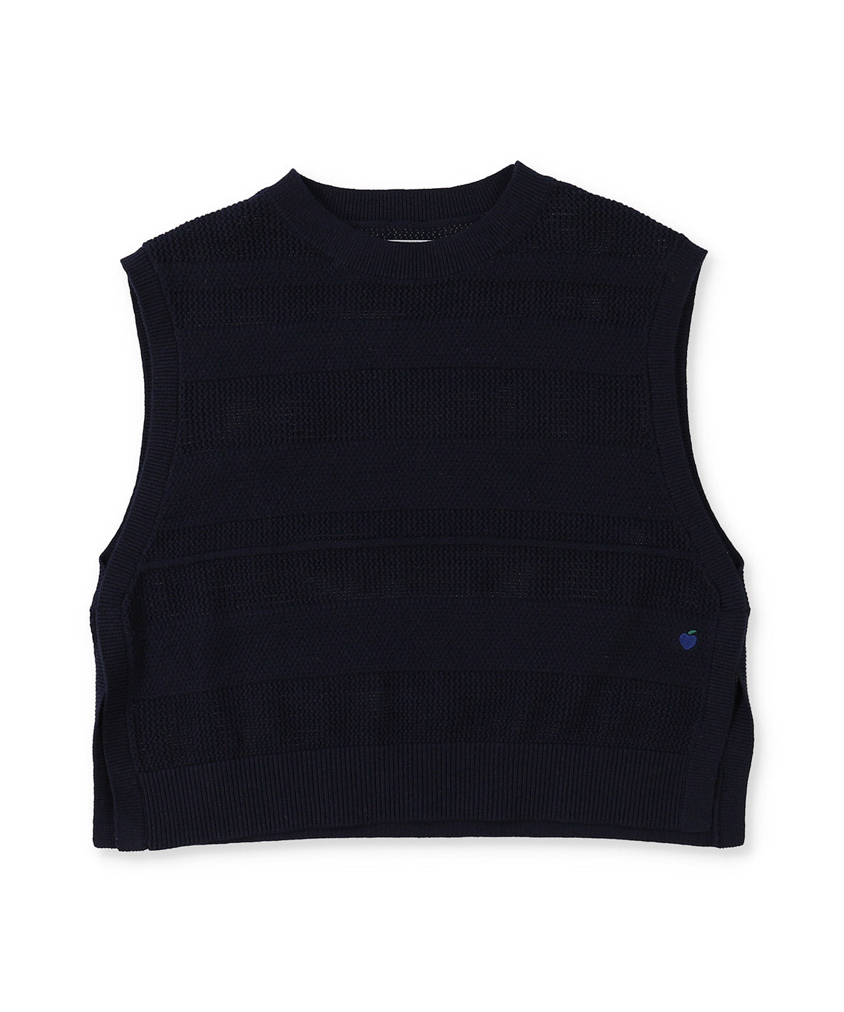 Cotton Striped Side-open Knit Vest