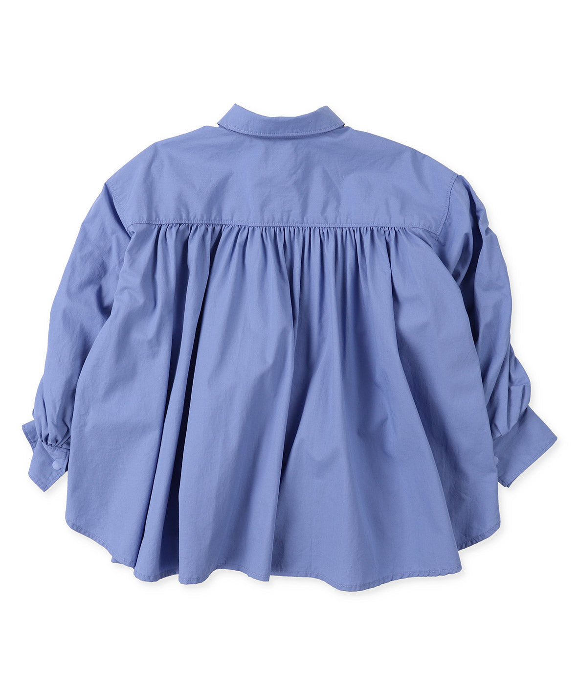 Broadcloth Gathered-sleeve Long Shirt