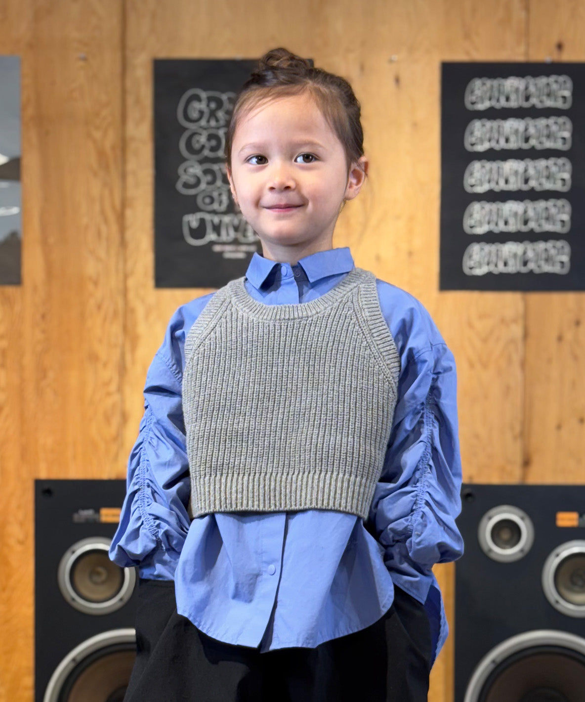 Broadcloth Gathered-sleeve Long Shirt