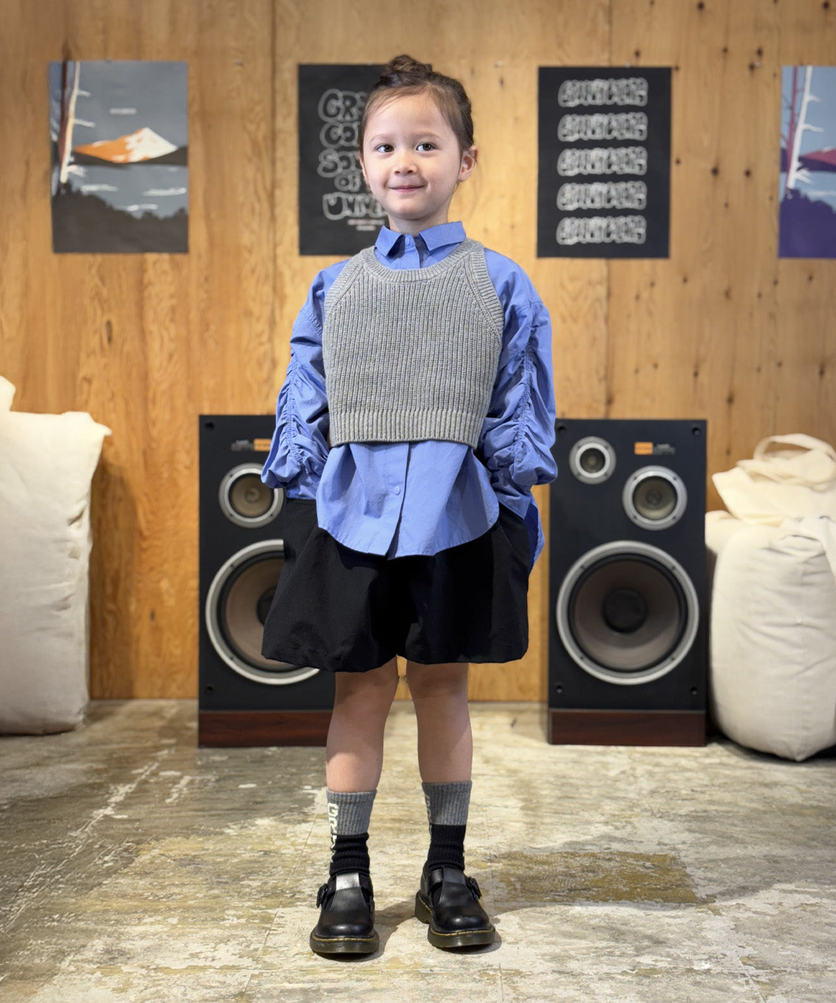 Broadcloth Gathered-sleeve Long Shirt