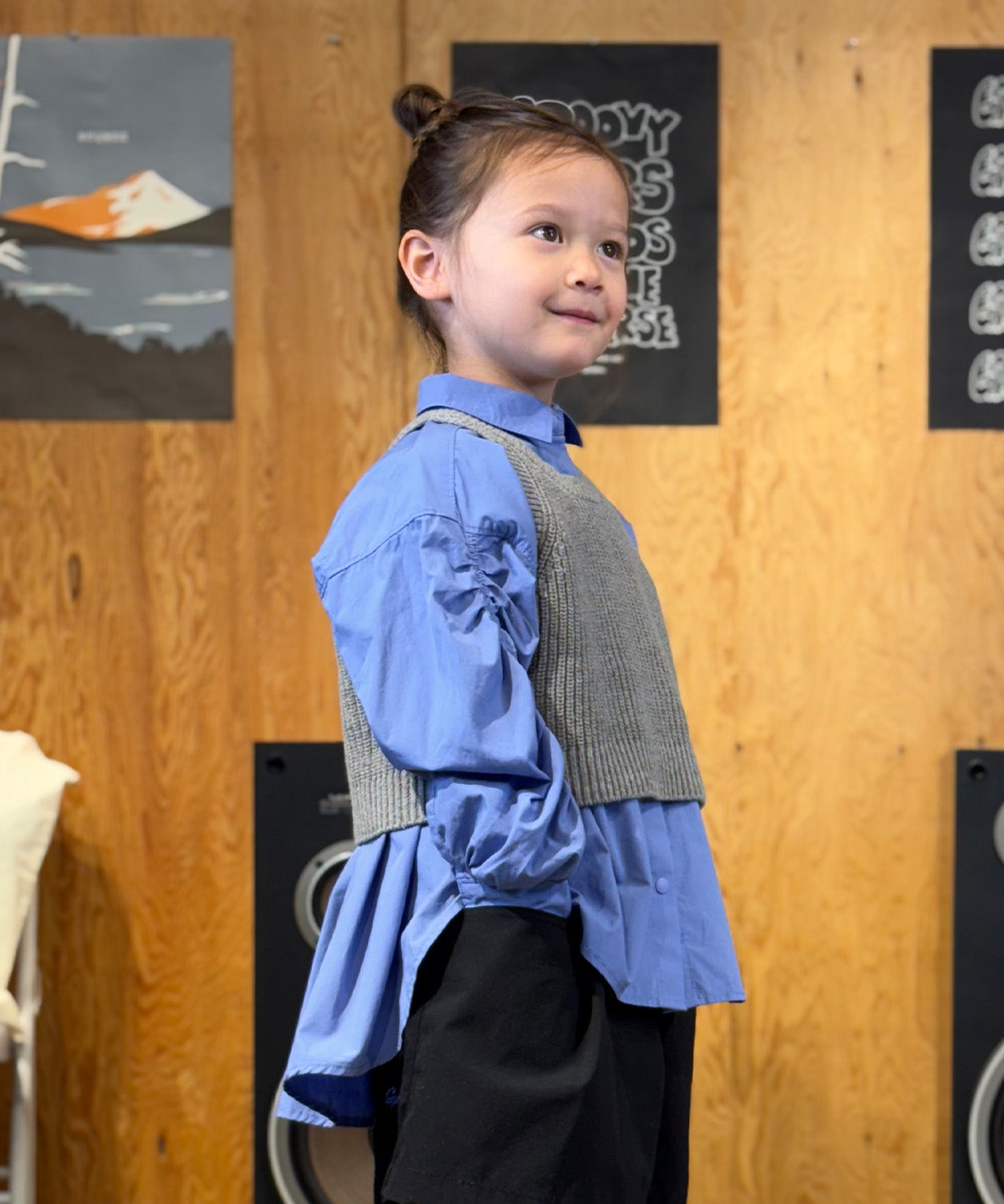 Broadcloth Gathered-sleeve Long Shirt