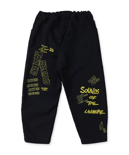 Back Satin Graffiti Cocoon Silhouette Pants