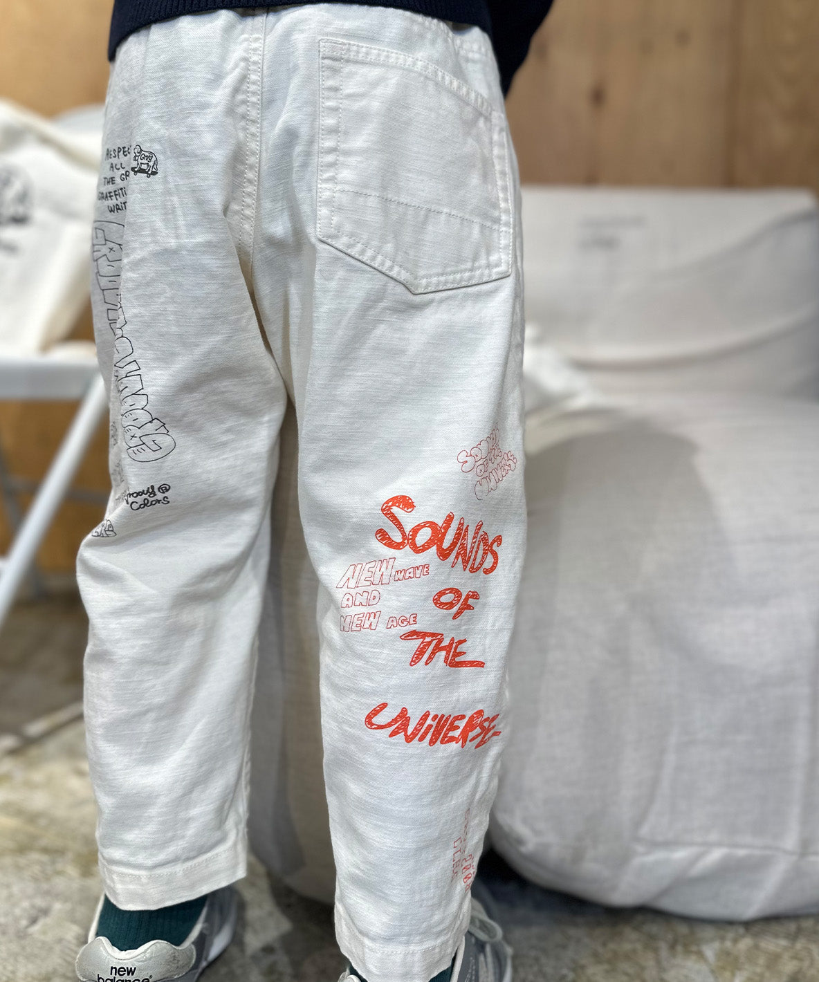 Back Satin Graffiti Cocoon Silhouette Pants