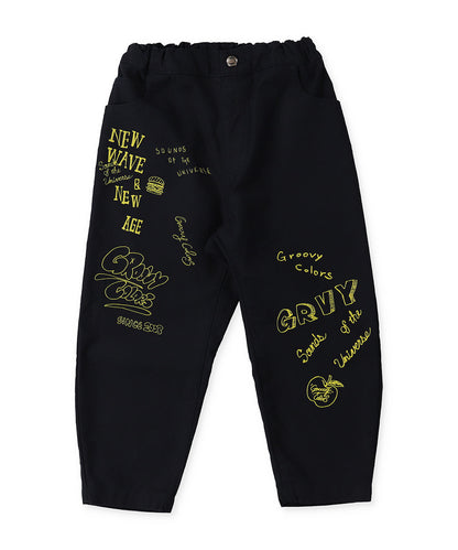 Back Satin Graffiti Cocoon Silhouette Pants