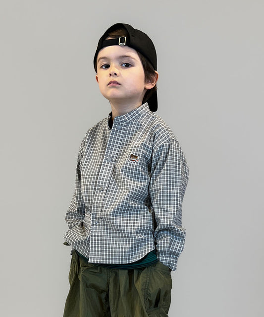 Mini Plaid BUDDY Band Collar Shirt