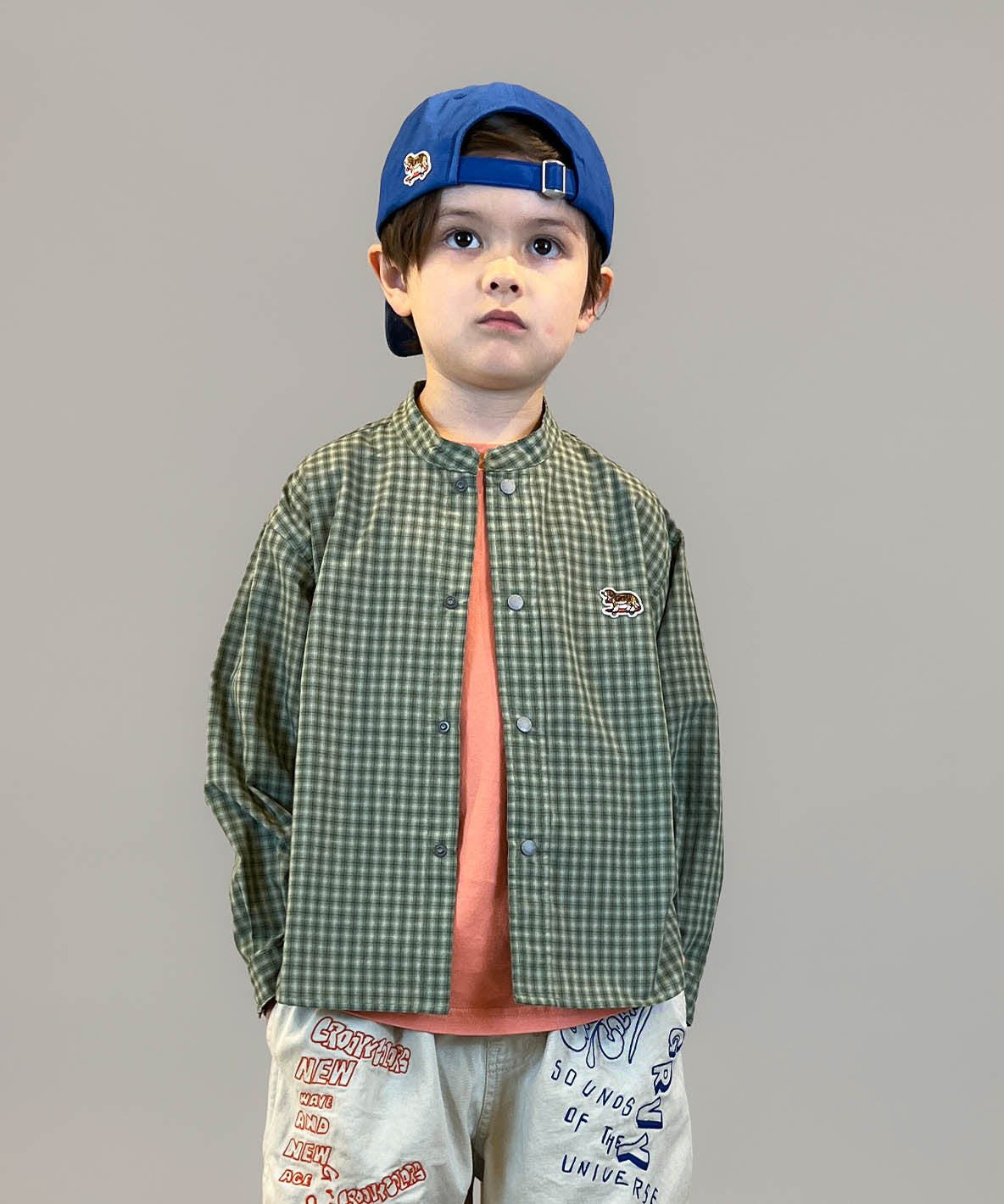 Mini Plaid BUDDY Band Collar Shirt