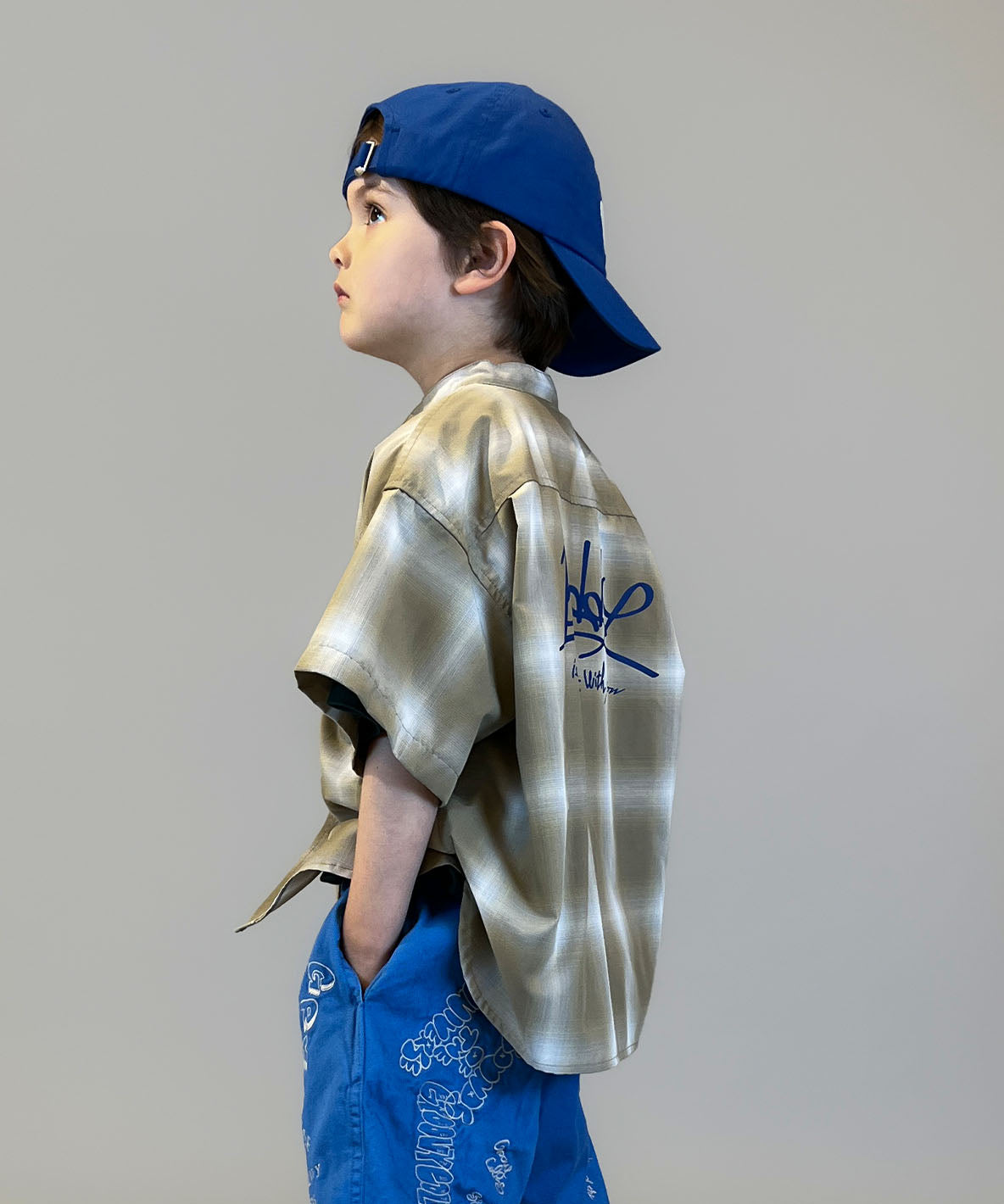 Ombrecheck Band Collar Shirt