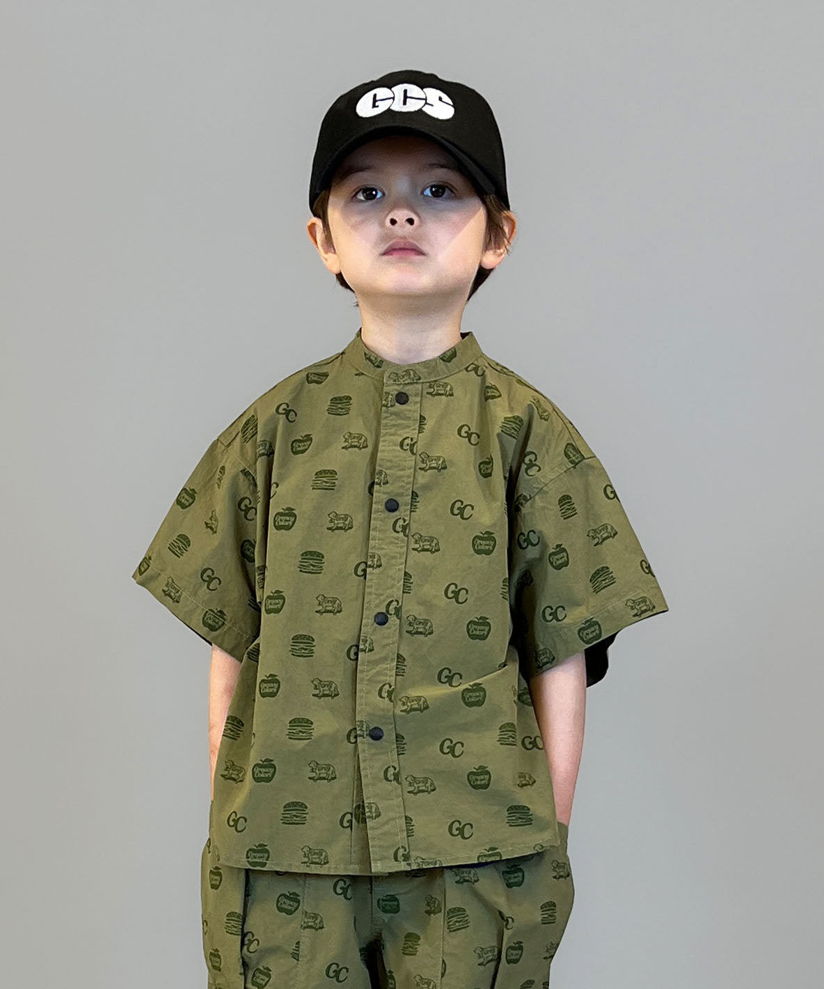 GC Patterned Band Collar Shirt